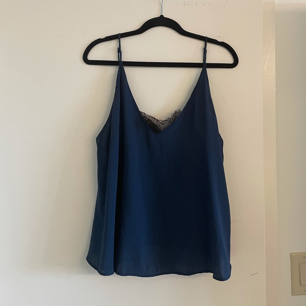 Free people silk top with attached black bralette